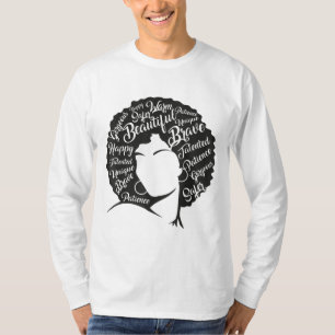Camiseta História Negra Mês Cabelo Natural Depois de Arte P