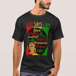 Camiseta História Negra Mês Deus Diz Que Sou Negra Melanina