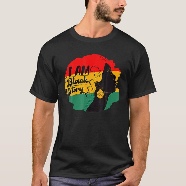 Camiseta História Negra Mês Eu sou História Negra Todos os  (Frente)