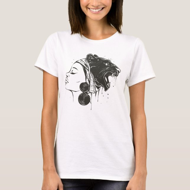 CAMISETA HISTÓRIA NEGRA MÊS MULHER AFRICANA LÍON (Frente)