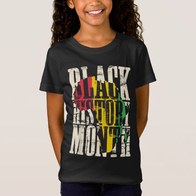 Camiseta História Negra Mês Orgulhoso Mapa Africano Cores A (Frente)
