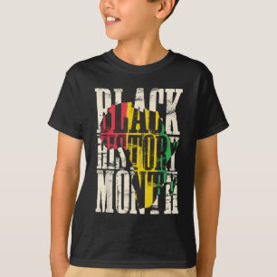 Camiseta História Negra Mês Orgulhoso Mapa Africano Cores A