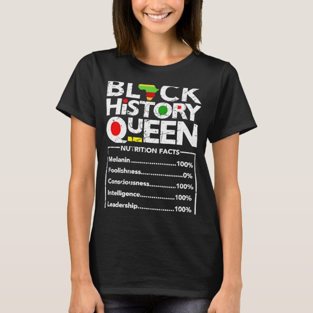 Camiseta História Negra Mês Rainha Melanina Mulheres Mãe Si (Frente)