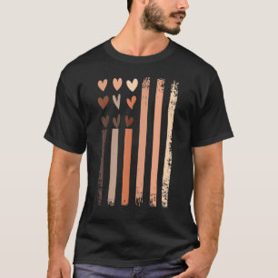 Camiseta História Negra Mês Sinalizador Dos Eua Corações Ce