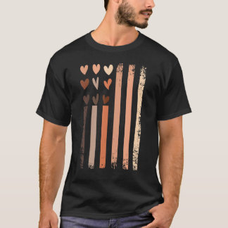 Camiseta História Negra Mês Sinalizador Dos Eua Corações Ce