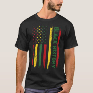 Camiseta História Negra Na Bandeira Dos EUA Mês Africano Am