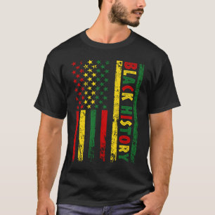 Camiseta História Negra Nos Estados Unidos Bandeira Mês Afr