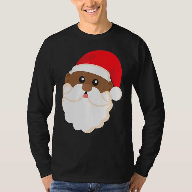 Camiseta História Negra Papai noel Orgulho Legal Engraçado  (Frente)