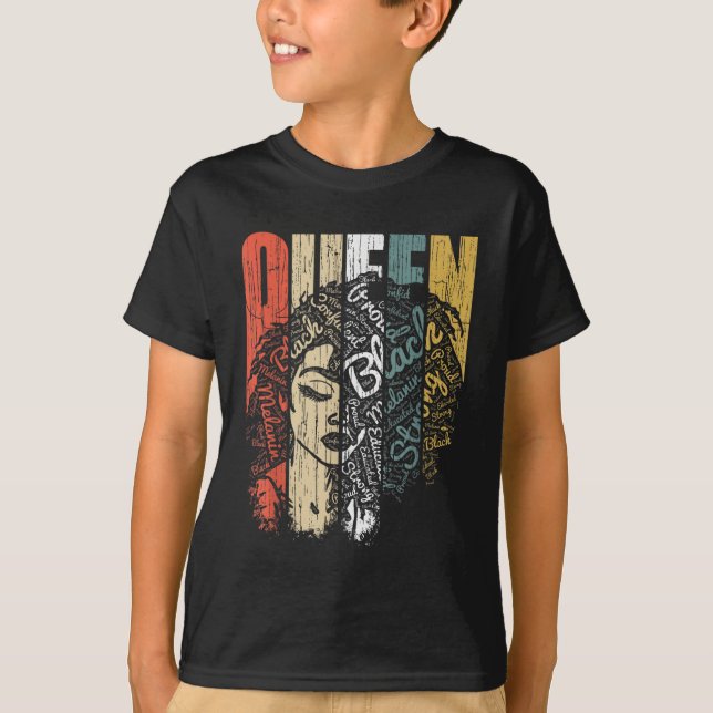 Camiseta História Negra para Mulheres Rainha Africana de Ve (Frente)