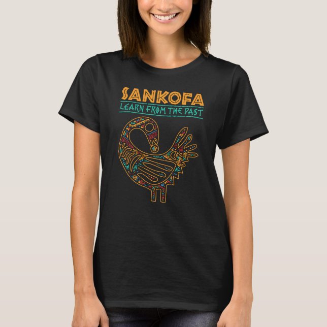 Camiseta História Negra Pássaro Africano Sankofa Aprende co (Frente)