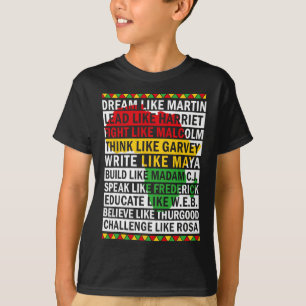 Camiseta História Negra Sonha Como Homens Líderes Africanos