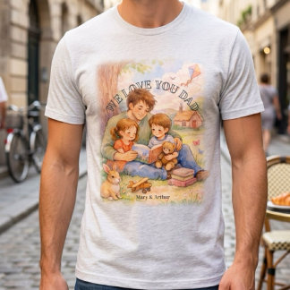 Camiseta História Personalizada do Dia dos Pais em Aquarela