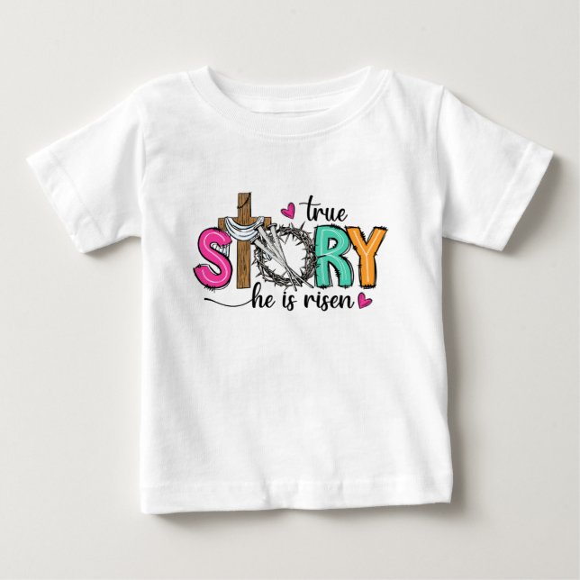 Camiseta História Verdadeira da Páscoa Cristã para Crianças (Frente)