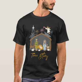 Camiseta História Verdadeira Jesus Manger Christian Christm