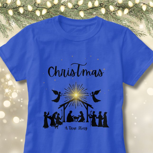 Camiseta História Verdadeira Natal Cristão Jesus (Criador carregado)