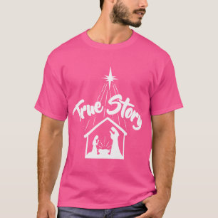 Camiseta História Verdadeira Natividade Cena de Natal Jesus