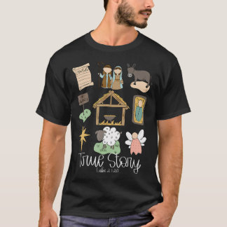 Camiseta História Verdadeira Natividade Natal Bebê Deus Jes