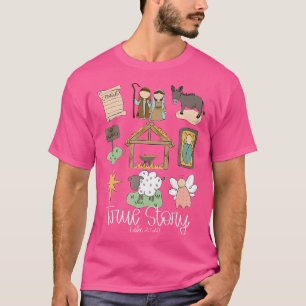 Camiseta História Verdadeira Natividade Natal Bebê Deus Jes