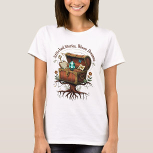 Camiseta Histórias com títulos, tecidas com magia