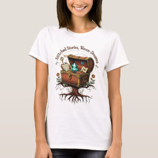 Camiseta Histórias com títulos, tecidas com magia