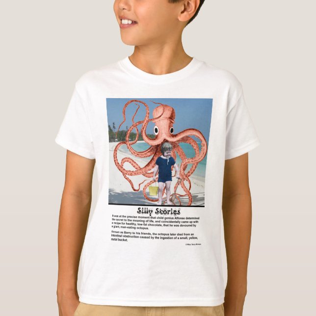 Camiseta Histórias de bobo: Camisa-T de Octopus que come ho (Frente)