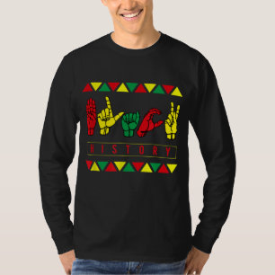 Camiseta Histórico Preto do Idioma de Sinais