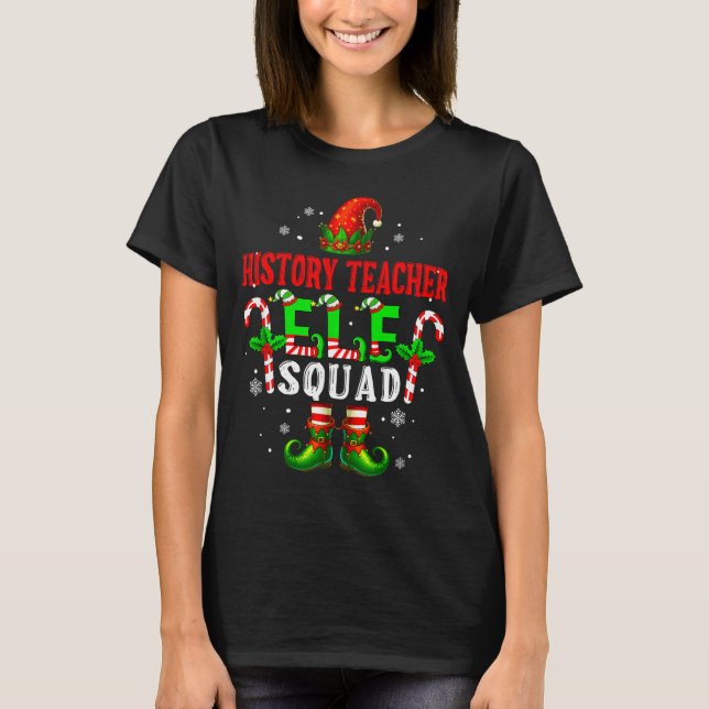 Camiseta History Teacher Elf Squad Xmas Elf Hat Scute Ss Cu (Frente)
