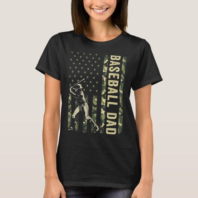 Camiseta Hitter Baseball Men Camo American Flag Baseball D (Frente)