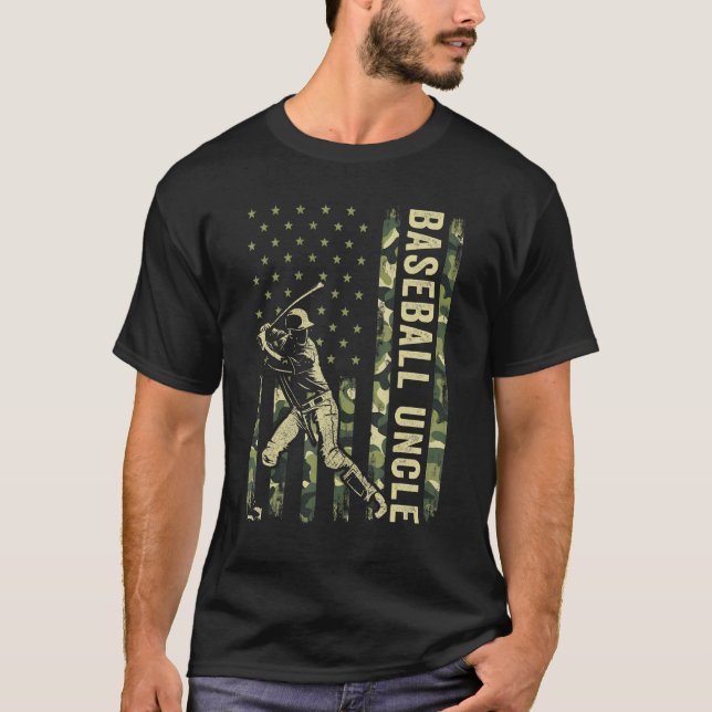 Camiseta Hitter Baseball Men Camo American Flag U (Frente)