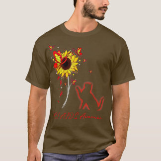 Camiseta HIV AIDS Awareness SunflowerButterfly Cat