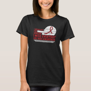 Camiseta Hiv Aids Sensibilização Mês Eu Visto Vermelho Por