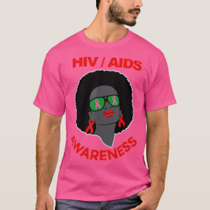 Camiseta HIV Awareness Month Gifts Ribbon Black Womens AIDS