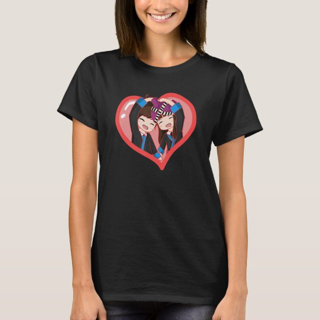Camiseta Hmong Miao Girl Woman Heart Boy Man Couple Love Hm (Frente)