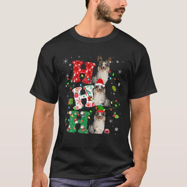 Camiseta Ho3 natalinas Papais noeis Elf Reindeer australian (Frente)