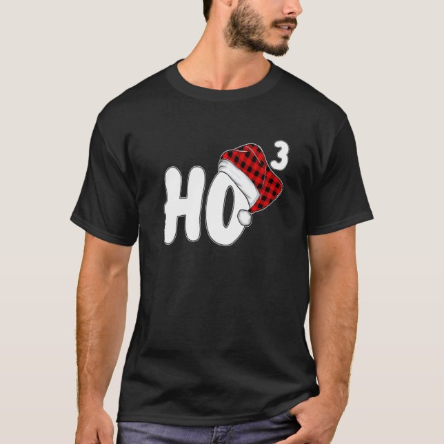 Camiseta Ho 3 Papais noeis Cortados Xadrez Vermelha Claus N (Frente)