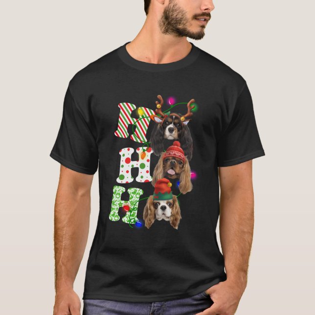 Camiseta Ho Ho Cavalier King Charles Spaniel Cute Cristo (Frente)