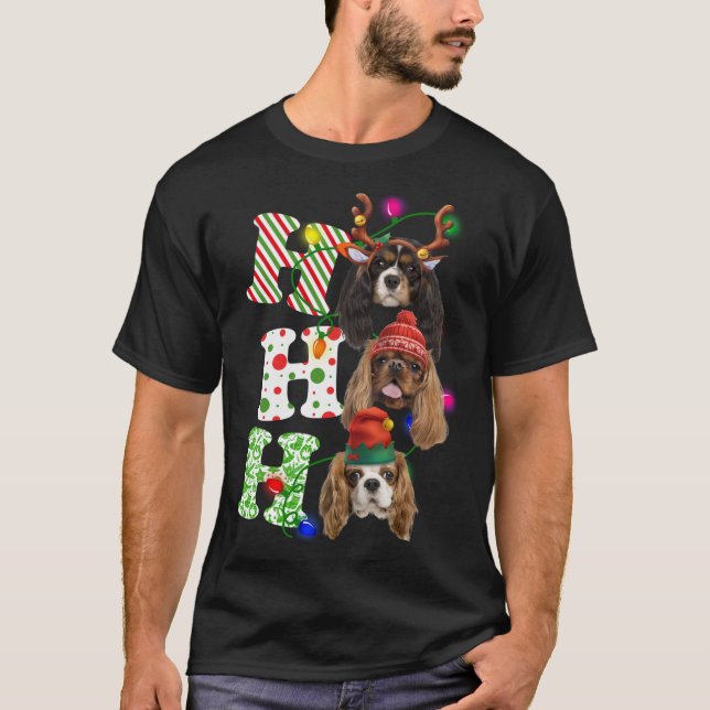 Camiseta Ho Ho Cavalier King Charles Spaniel Cute Cristo (Frente)