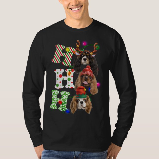 Camiseta Ho Ho Cavalier King Charles Spaniel Cute Cristo (Frente)