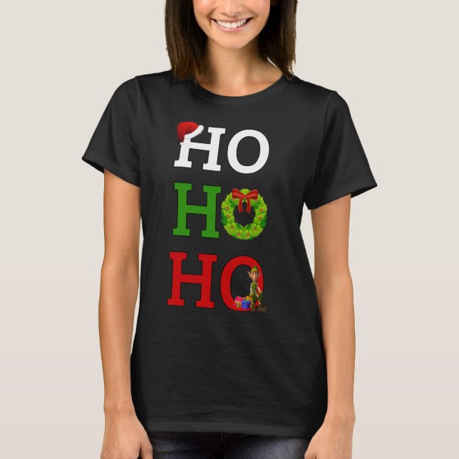 Camiseta Ho Ho Feliz Elf de Natal (Frente)