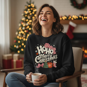 Camiseta Ho Ho Feliz Natal Árvores Festivo Coquette Feminin