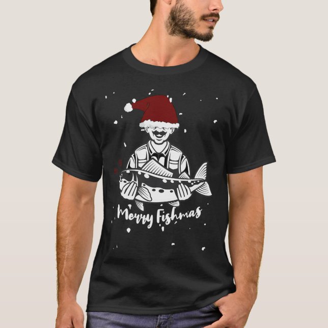 Camiseta Ho Ho,Feliz Natal dos Peixes!Presente de Natal. (Frente)