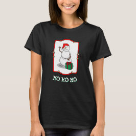 Camiseta Ho Ho Feliz Papais noeis de Natal Bonito Snowman