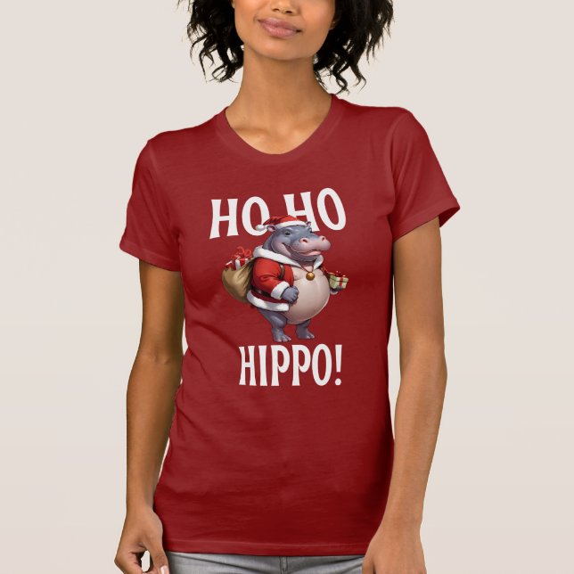 Camiseta Ho Ho Hippo Christmas Humor Design (Frente)