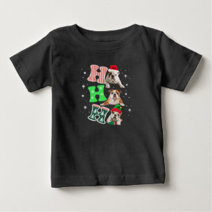 Camiseta Ho Ho Ho Bulldog Inglês Papai Noel Rena Natal 