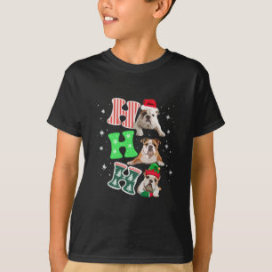 Camiseta Ho Ho Ho Bulldog Inglês Papai Noel Rena Natal