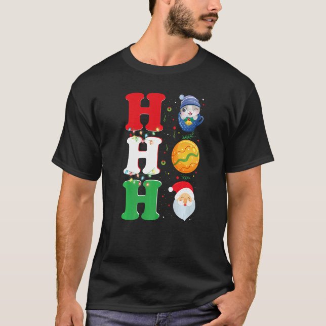 Camiseta Ho Ho Ho Christmas Santa Hat Xmas PJ   (Frente)