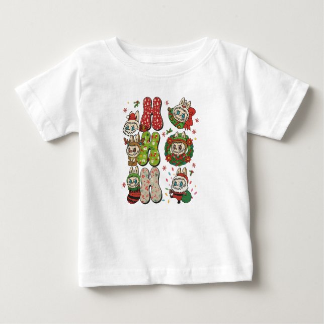 Camiseta Ho Ho Ho Cute Christmas Monster Characters Tee (Frente)