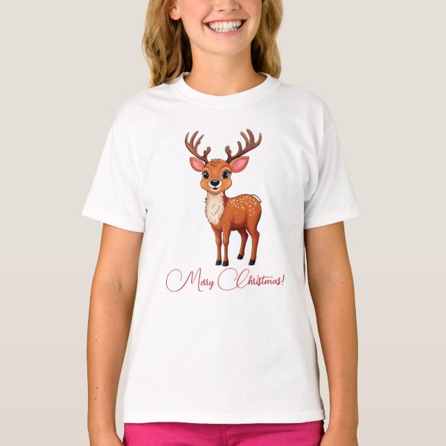 Camiseta Ho-Ho-Ho! É um Reindeer Kid! (Frente)