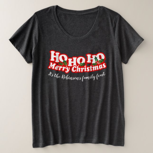 Camiseta Ho Ho Ho Feliz Natal personalizado (Frente do Design)
