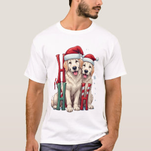 Camiseta Ho Ho Ho Grande Amante de Cães Pirenéus Natal Papa